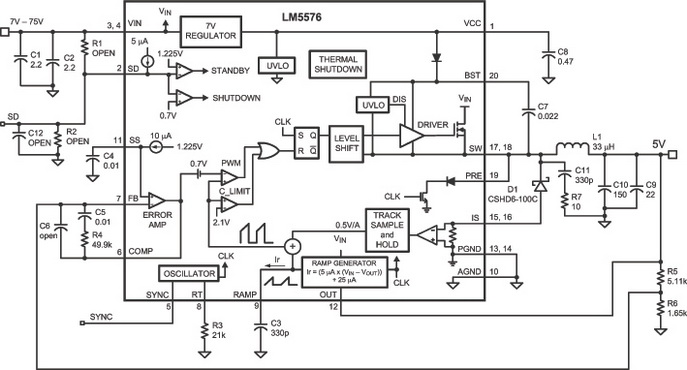 Типовая схема применения LM5576