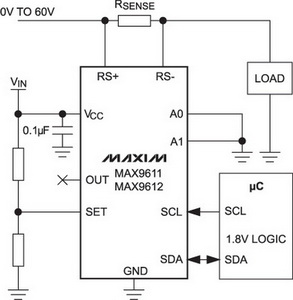 Типовая схема включения MAX9611/ MAX9612