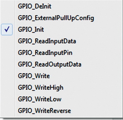 Функции драйвера периферийного модуля GPIO