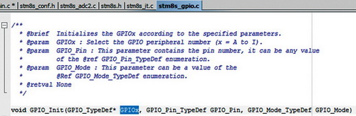 Функция инициализации GPIO