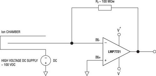 Преобразователь ток-напряжение для ионной камеры на LMP7721 