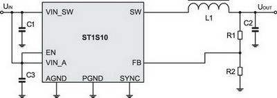 Типовая схема включения микросхемы ST1S10